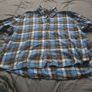 Cactus Blue and Brown Checkered Men's Shirt